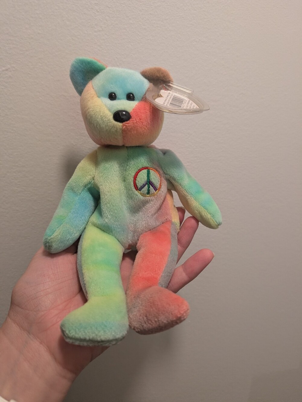 "Peace" Ty Beanie Baby Tie-Dye Peace Bear Plush